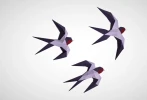 Swallows Wall Paper Craft, Digital Template, Origami, PDF Download DIY, Low Poly, Trophy, Sculpture, Swallows Wall