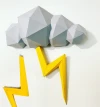 Lightning Cloud and lightning bolt 3d papercraft. You get PDF digital templates and instructions for DIY modern paper sculpture.