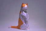 Munchkin Cat Stand Up Paper Craft, Digital Template, Origami, PDF Download DIY, Low Poly, Trophy, Sculpture, Munchkin Cat Model