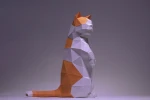 Munchkin Cat Stand Up Paper Craft, Digital Template, Origami, PDF Download DIY, Low Poly, Trophy, Sculpture, Munchkin Cat Model