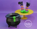 Witch Cauldron Box/ Halloween/ DiY Craft/ Template PDF STUDIO SVG/ Low Poly/ Papercraft Halloween/ 3D Cauldron/ Candy Bowl / Home decor