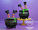 Witch Cauldron Box/ Halloween/ DiY Craft/ Template PDF STUDIO SVG/ Low Poly/ Papercraft Halloween/ 3D Cauldron/ Candy Bowl / Home decor