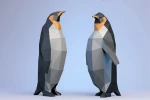 Penguins Digital Template, PDF Paper Craft, Origami, Low poly, Model, Sculpture template