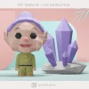 Low poly Snow White and Seven Dwarfs Dwarf Dopey doll with gemstone 3d papercraft sculpture,2 designs included Gnome Doll 3D paper model