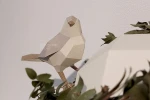 3 Birds: Paper Craft Template for Making Low Poly 3D Table Sculpture of Sparrows. DIY Decor. PDF and DXF pattern