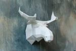 Moose Head: Digital Files for Papercraft. Printable PDF Template, DXF Drawings for Silhouette. 3d Origami Low Poly Model DIY.