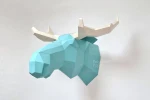 Moose Head: Digital Files for Papercraft. Printable PDF Template, DXF Drawings for Silhouette. 3d Origami Low Poly Model DIY.