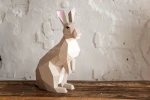 Rabbits: Digital Files for Papercraft. Printable PDF Template. DIY 3d Sculpture of Bunny Low Poly Model.