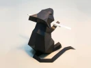 Table Mouse Holder: Paper Craft Template for Making Low Poly New Year 3D Decor. 3d Origami Low Poly Model DIY