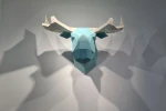 Moose Head: Digital Files for Papercraft. Printable PDF Template, DXF Drawings for Silhouette. 3d Origami Low Poly Model DIY.