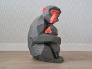 Hugging Japanese Monkeys: Digital Files for Papercraft. PDF Template, DXF Drawings. DIY 3d Sculpture of Mother Macaque Low Poly Model