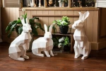 Rabbits: Digital Files for Papercraft. Printable PDF Template. DIY 3d Sculpture of Bunny Low Poly Model.