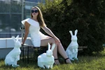 Rabbits: Digital Files for Papercraft. Printable PDF Template. DIY 3d Sculpture of Bunny Low Poly Model.