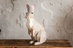 Rabbits: Digital Files for Papercraft. Printable PDF Template. DIY 3d Sculpture of Bunny Low Poly Model.