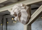 Roaring Lion Head: Digital Files for Papercraft. Printable PDF Template, SVG Drawings for Plotter. 3d Origami Low Poly Model DIY.