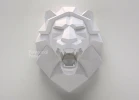 Roaring Lion Head: Digital Files for Papercraft. Printable PDF Template, SVG Drawings for Plotter. 3d Origami Low Poly Model DIY.