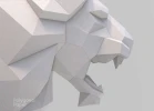 Roaring Lion Head: Digital Files for Papercraft. Printable PDF Template, SVG Drawings for Plotter. 3d Origami Low Poly Model DIY.