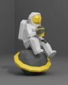 Cosmonaut Space Planet 3d paper model Low Poly Papercraft Silhouette template
