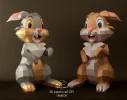 Thumper, Tambor, Bambi PDF Template, DIY 3d Model, FanArt, Paper Sculpture, Low Poly, Pepakura, Craft, Manualidad, Paper Art