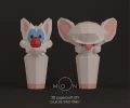 Pinky Wine Box, Papercarft, PDF Templates, DIY 3D Model, Low Poly, Pepakura, Craft, Manualidades, Pinky, Brain, Warner Bros, Animation.