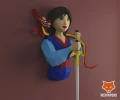 Mulan Papercraft, PDF Template, DIY 3d Model, FanArt, Paper Sculpture, Low Poly, Pepakura Craft, Manualidad