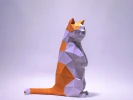 Munchkin Cat Stand Up Paper Craft, Digital Template, Origami, PDF Download DIY, Low Poly, Trophy, Sculpture, Munchkin Cat Model
