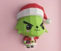 Kawaii Grinch, DIY, Papercraft, PDF, Low Poly, 3D model, Craft, Cricut, maker, Merry Christmas, December, New Year, Wall Decor