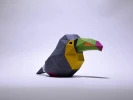 Toucan, Hornbill, Minimal Birds, Make your own Bird 3D Papercraft, diy gift paper model, 3d Origami Bird decor