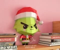 Kawaii Grinch, DIY, Papercraft, PDF, Low Poly, 3D model, Craft, Cricut, maker, Merry Christmas, December, New Year, Wall Decor