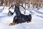 Papercraft Doberman Low poly, PDF Template, Low Poly Paper Recumbent Doberman Dog DIY Gift Wall Decor for Home Pepakura Digital Handmade