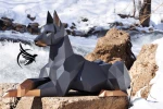 Papercraft Doberman Low poly, PDF Template, Low Poly Paper Recumbent Doberman Dog DIY Gift Wall Decor for Home Pepakura Digital Handmade