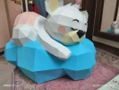 TEDDY IN CLOUD, bear, Papercraft, Template, DIY, Paper, Low Poly, Cute, Kawaii, 3D Model, Pdf Low Poply, Kids Toy