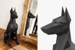 Doberman: Digital Files for Papercraft. Printable PDF Template. 3d Origami Low Poly Model DIY