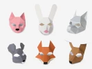 6 Animal Mask For Kids, DIY Children Mask, Woodland Animal, Cat Mask, Bunny Mask, Wolf Mask, Mouse Mask, Fox Mask, Dog Mask Kids