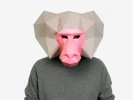 DIY Baboon Mask, Monkey Mask, 3D Paper Craft Template, Halloween Mask, Printable Low Poly Paper Mask, Instant Pdf Download, Origami Mask