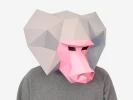 DIY Baboon Mask, Monkey Mask, 3D Paper Craft Template, Halloween Mask, Printable Low Poly Paper Mask, Instant Pdf Download, Origami Mask