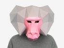 DIY Baboon Mask, Monkey Mask, 3D Paper Craft Template, Halloween Mask, Printable Low Poly Paper Mask, Instant Pdf Download, Origami Mask