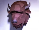 Bison Head Paper Craft, Digital Template, Origami, PDF Download DIY, Low Poly, Wall decor