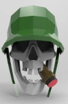 Skull Soldier Papercraft , PDF Template, DIY 3d Model, FanArt, Paper Sculpture, Low Poly, Pepakura, Craft, Manualidad, Arte de Papel