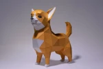 Chihuahua Dog Paper Craft, Digital Template, Origami, PDF Download DIY, Low Poly, Trophy, Sculpture, Chihuahua Model