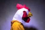 Rooster Mask, Mask Paper Craft, Digital Template, Origami, PDF Download DIY, Low Poly, Halloween