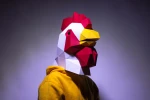 Rooster Mask, Mask Paper Craft, Digital Template, Origami, PDF Download DIY, Low Poly, Halloween