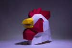 Rooster Mask, Mask Paper Craft, Digital Template, Origami, PDF Download DIY, Low Poly, Halloween