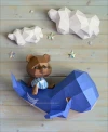 Bear on a Whale Low Poly Papercraft, Paper Sculpture, Low Poly PDF Template, DIY Decor & Gift