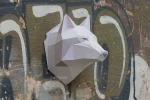 Wolf Head: Digital Files for Papercraft. Include Printable Pdf Template, DXF, SVG Drawings for Download. 3d Origami Low Poly Model DIY.