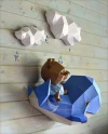 Bear on a Whale Low Poly Papercraft, Paper Sculpture, Low Poly PDF Template, DIY Decor & Gift