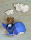 Bear on a Whale Low Poly Papercraft, Paper Sculpture, Low Poly PDF Template, DIY Decor & Gift