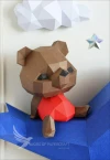 Bear on a Whale Low Poly Papercraft, Paper Sculpture, Low Poly PDF Template, DIY Decor & Gift