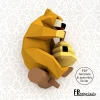 Bear with beehive 3D Decor Low poly Papercraft, DIY, PDF