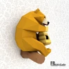 Bear with beehive 3D Decor Low poly Papercraft, DIY, PDF